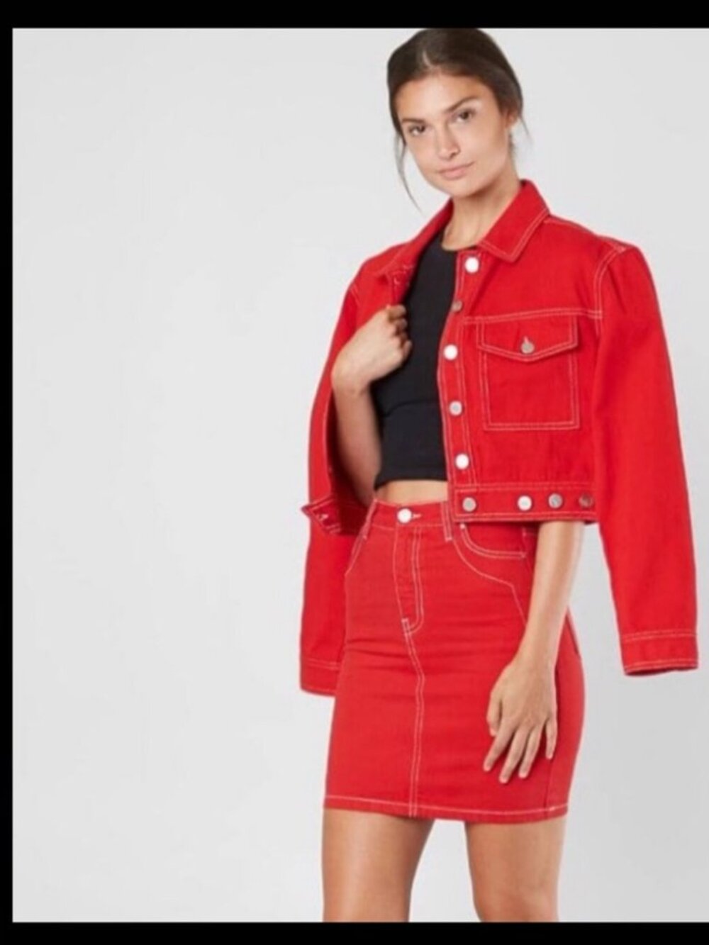 NWT Kendall and Kylie Red Denim Skirt Size 30
